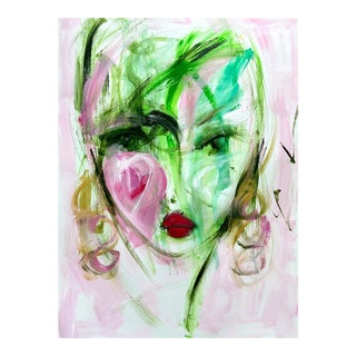 Rosie Contemporary Mixed Media Portrait Painting by Leslie Weaver For Sale