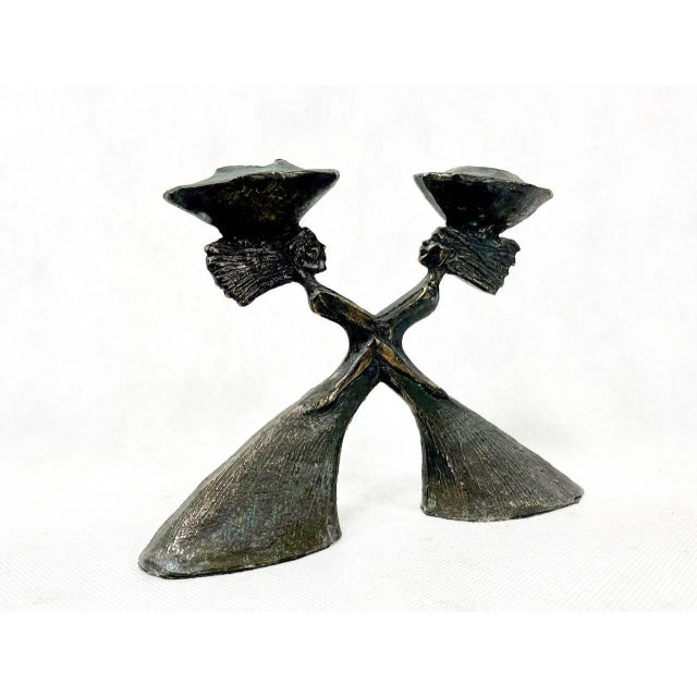Dutch Bronze Plating Sculpture Candleholder by C. Ammerlan Van Niekerk, 2000s For Sale - Image 4 of 8
