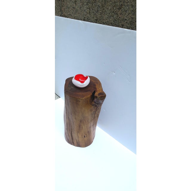 Pedestal Side Drinks Table, Natural Wood Trunk, Organic Modern Style For Sale - Image 9 of 15