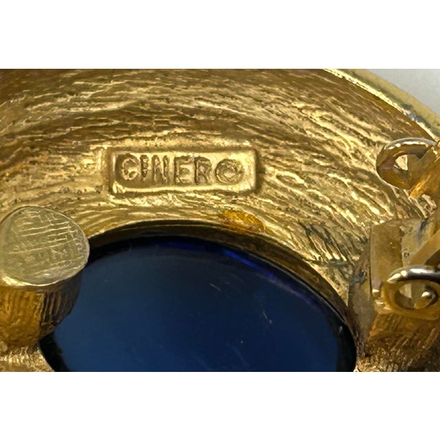 Ciner Dreamy Blue Glass Enamel Signed Earrings Clip 80s Vintage For Sale In Los Angeles - Image 6 of 6