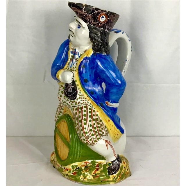 Ceramic Antique Ceramic Toby Jug, Colonial Man Sitting on Keg For Sale - Image 7 of 7
