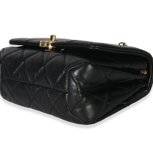Black Quilted Lambskin Small Colour Match Flap Bag For Sale In New York - Image 6 of 9