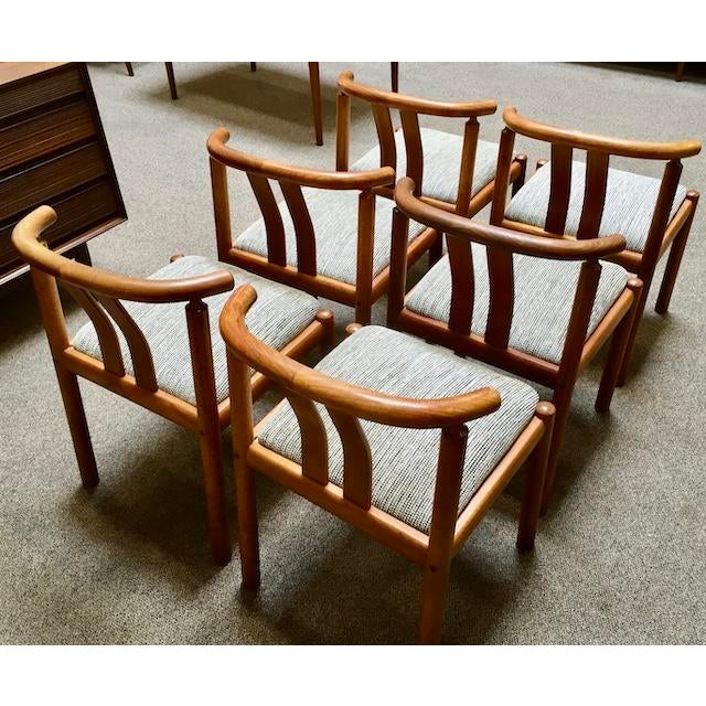 Brown Set of Six Mid Century Danish Modern Teak Dining Chairs by Hans J.Frydendal for Boltinge Stolefabrik, Denmark c.1960 For Sale - Image 8 of 12