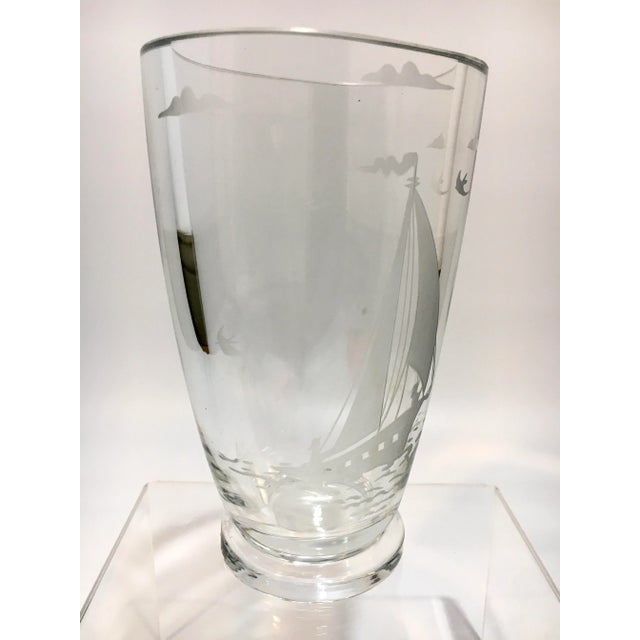 1960s Crystal Lars Hellsten Orrefors Sailboat Vase For Sale - Image 5 of 9