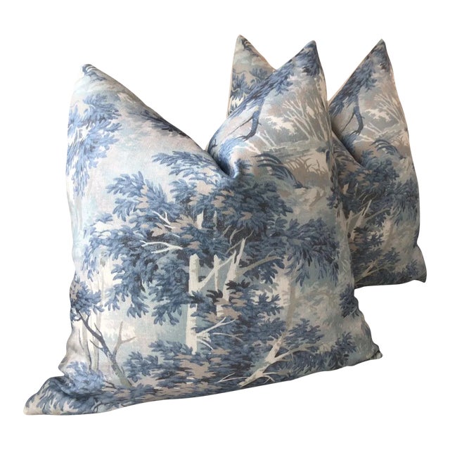 Cowtan and Tout "Arden" in Blue Pillows- a Pair For Sale