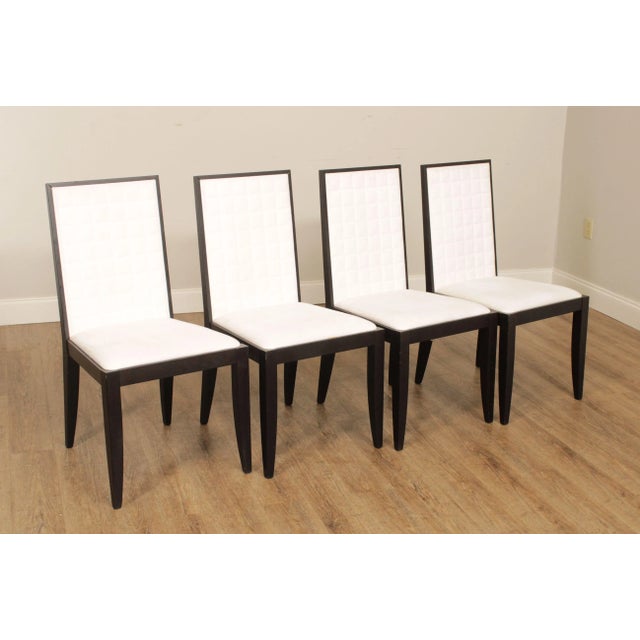 High Quality Solid Wood, Black Lacquered Frame Set of 4 Upholstered Dining Chairs