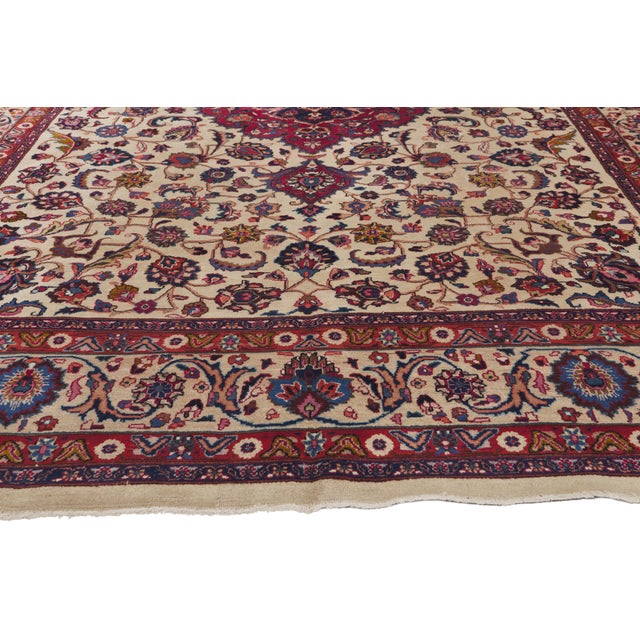 Signed Antique Persian Mashhad Rug, 08'00 X 11'02 For Sale - Image 4 of 11
