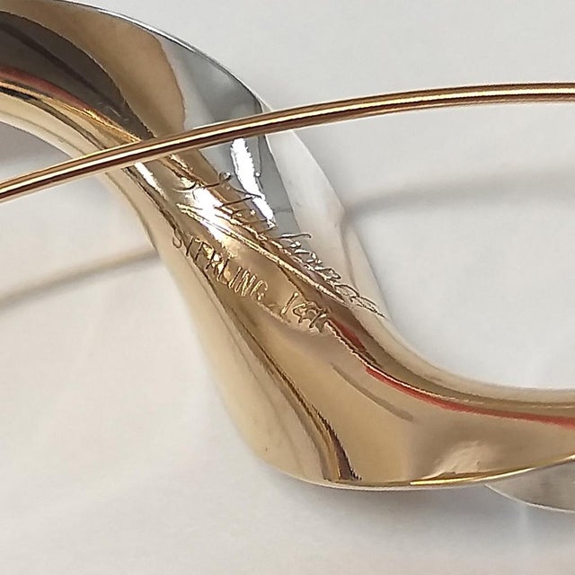 1990s Wave Pin, Modernist Silver & Gold Brooch, Gerhard Herbst Studio For Sale In San Diego - Image 6 of 7