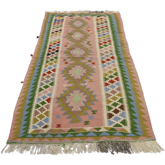 Tribal Vintage Persian Shiraz Kilim Rug - 03'05 X 06'04 For Sale - Image 3 of 9