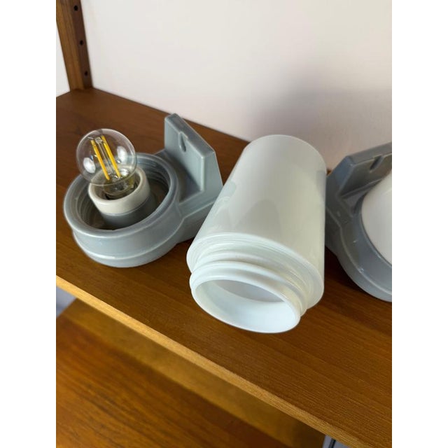 Glass Model 6070 Wall Lamp in White by Sigvard Bernadotte for Ifö, Set of 2 For Sale - Image 7 of 11
