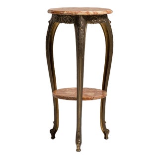 1900-1909 France Deep Ebony Black Marble-Top Gueridon Table For Sale