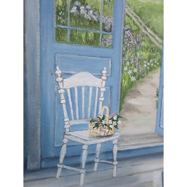 Mid-Century Modern 'Open Doors to Summer' Vintage Swedish Interior Scene Oil Painting, Framed For Sale - Image 12 of 14