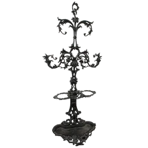 19th Century Black Painted Cast Iron Hall Tree