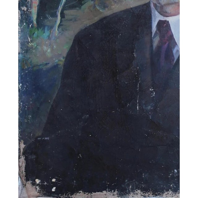 1970s Antique Male Portrait Oil Painting, Soviet Ukrainian Artist, 1970s 170-140 For Sale - Image 5 of 6