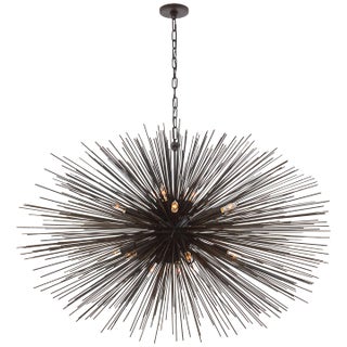 Kelly Wearstler for Visual Comfort Signature Strada Large Oval Chandelier in Aged Iron For Sale