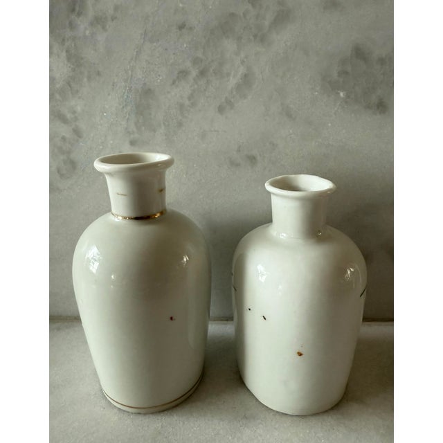 White Vintage Hand Painted Bud Vases With Floral Design For Sale - Image 8 of 12