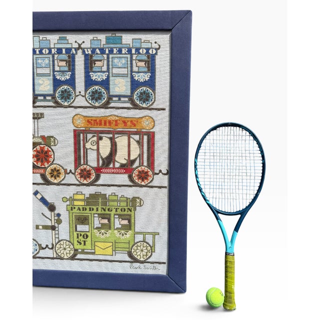Rare Large Paul Smith "Trains" Needlepoint Wall Art — 65" Wide, Framed & Signed For Sale - Image 14 of 16