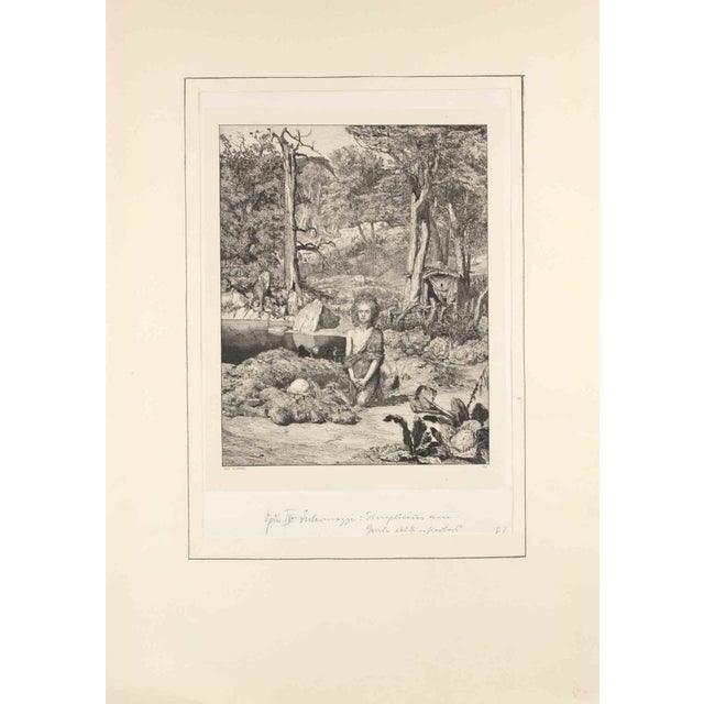 Max Klinger, Simplicius at the Hermit's Grave, Etching, 1881 For Sale