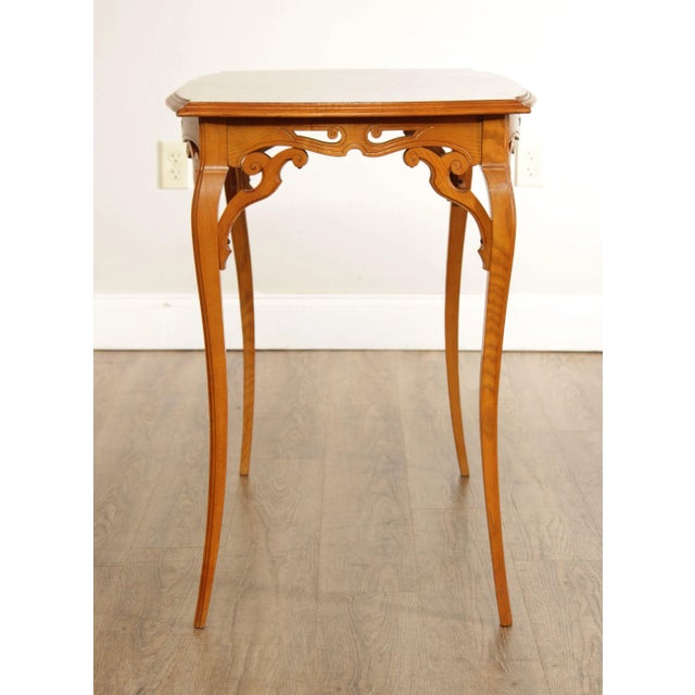 Antique French Art Nouveau Marquetry Inlaid Table For Sale - Image 12 of 13