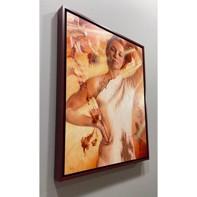 Contemporary Undying Resolve in a Sure Loss by Dana Hawk | Oil and copper leaf on panel Portrait of a woman For Sale - Image 3 of 4