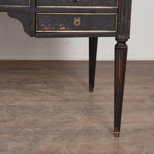 Early 20th Century Swedish Black Painted Five-Drawer Desk With Embossed Leather Top For Sale - Image 17 of 18