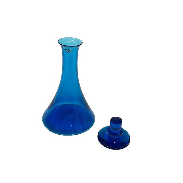 Italian Blue Glass Decanter from VeArt Vetreria, 1980s For Sale - Image 4 of 6