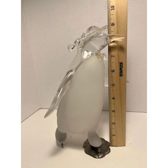 Plastic 1950s Vintage Mid-Century Modern Lucite Penguin on Ice Skates Clear & Frosted For Sale - Image 7 of 8