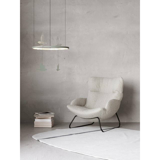 Minimalist Led Pendant Light Sculptural Geometric Art Object Steel and Textile For Sale - Image 9 of 12