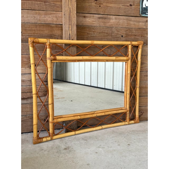 Vintage Coastal Rattan Bamboo Wall Mirror Chairish