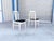 1990s Mid-Century White Slatted Dining Chairs With Black Vinyl Seats - Set of 6 For Sale - Image 9 of 14