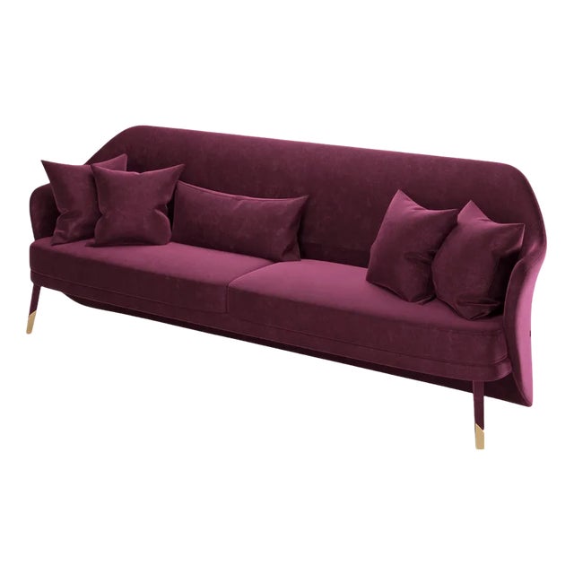 Bhutan Bordeaux Velvet Sofa by Javier Gomez For Sale