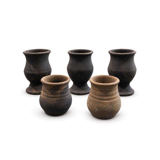 Lot of Five Hand-Thrown Pottery Planters, Circa 2023 For Sale - Image 4 of 4