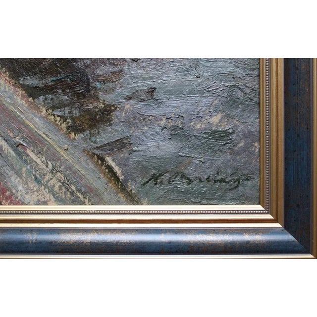 Nikolajs Breikss, At the Port, 1966, Oil on Cardboard For Sale - Image 6 of 7