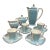 Noritake Art Deco Style Robin's Egg Blue, White and Black Stripe Demitasse Service for 4 Signed For Sale