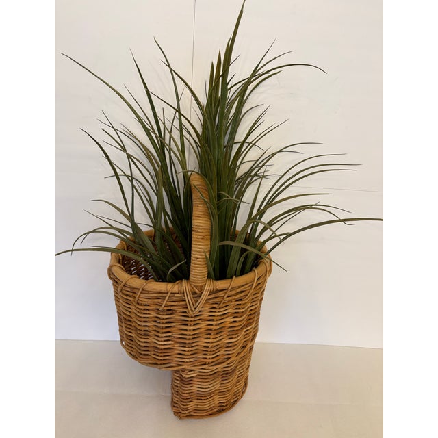 This charming vintage woven wicker stair basket features a classic stepped L-shaped silhouette explicitly designed to sit...