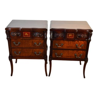 1930 French Mahogany Pair of Nightstands / Bedside Tables For Sale