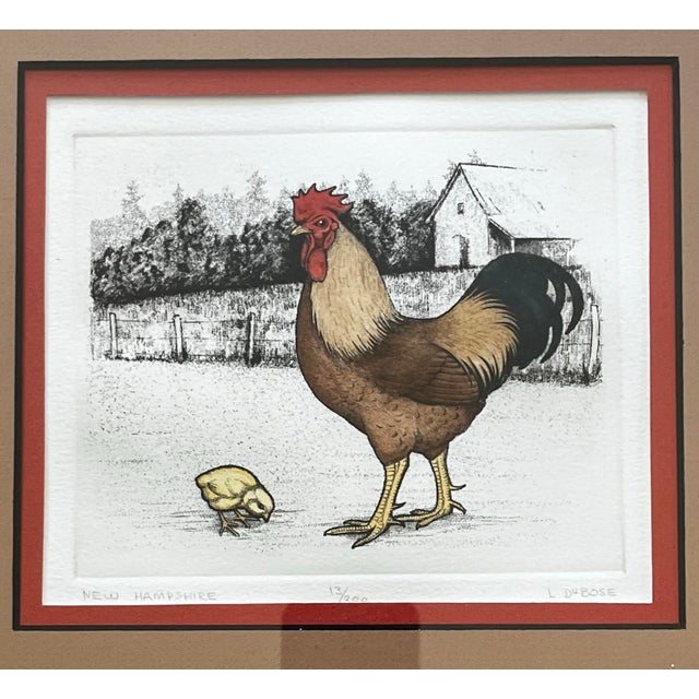 1990s Vintage Original Hand Tinted Etchings by Lucius DuBose, a Pair For Sale - Image 5 of 12