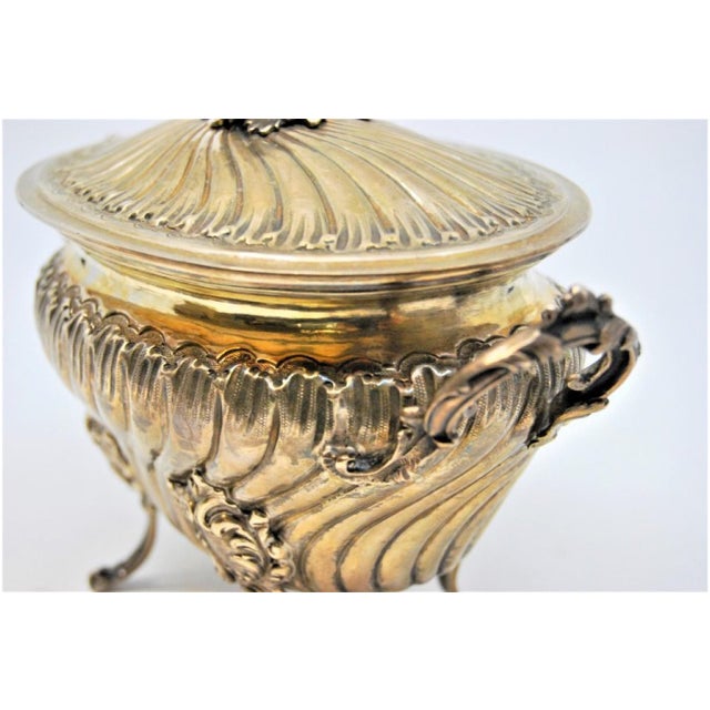 Silver Silver Bowl with Embossed Floral Motifs and Removable Lid For Sale - Image 8 of 9