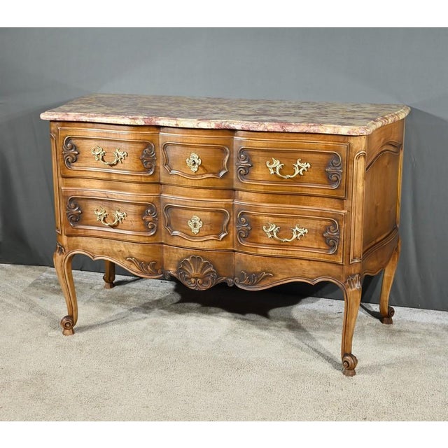 Louis XV Style Walnut Sauté Crossbow Commode, Early 20th Century For Sale - Image 3 of 18