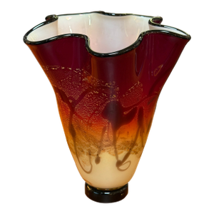 Micheal Nourot Red Satin Series Art Glass Vase