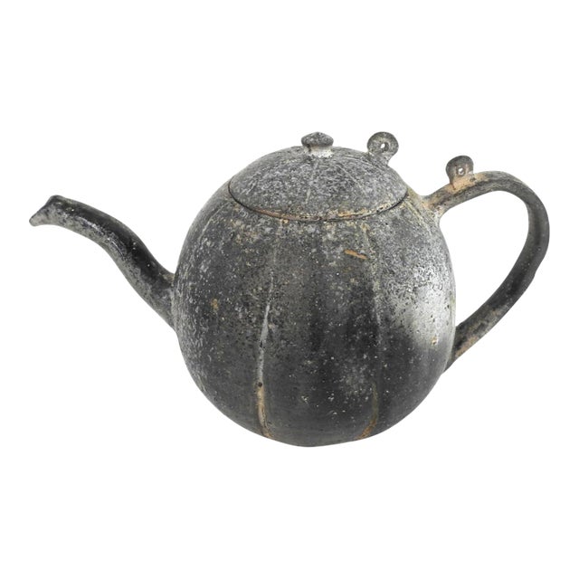 19th Century Japanese Cast Iron Pumpkin-Shaped Chagama/Tetsubin Teapot Late Edo to Early Meiji Period For Sale