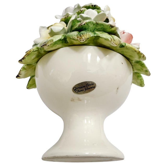 Mid 20th Century Small Scale Bone China Hand-Painted Floral Topiary For Sale In San Diego - Image 6 of 7