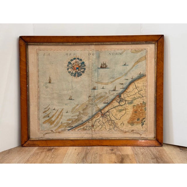 Three Framed 18th C. Nautical Maps of France, Harrewijn, Fricx For Sale - Image 4 of 17