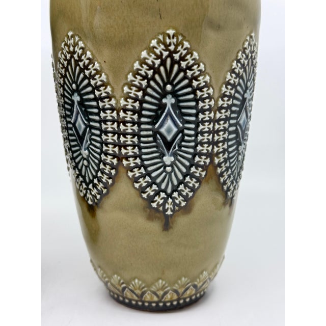 Pair of Doulton Lambeth Salt Glazed Decorated Vases 1884 For Sale - Image 10 of 16