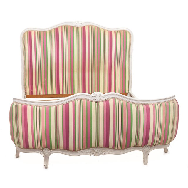 Wood Vintage Basket Bed in Fabric and Oak, 1940s For Sale - Image 7 of 9