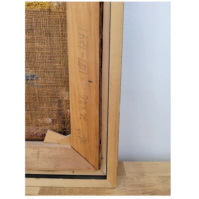 Textile MCM Vintage Colorful Abstract Expressionist Oil Painting on Burlap, Signed Mason and Framed For Sale - Image 7 of 8