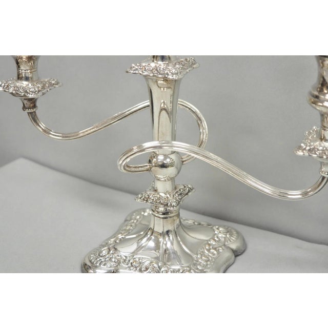 Metal Antique e.g. Webster Victorian Silver Plated Scrolling 3 Arm Candelabra - A Pair For Sale - Image 7 of 14