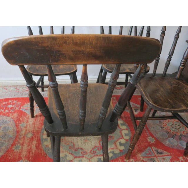 Wood Antique 19th Century Oak Farmhouse Dining Chairs, Set of 4 For Sale - Image 7 of 14
