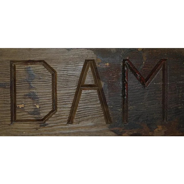 Large Antique Amsterdam Hand Carved Wood Sign in Original Paint For Sale - Image 11 of 13