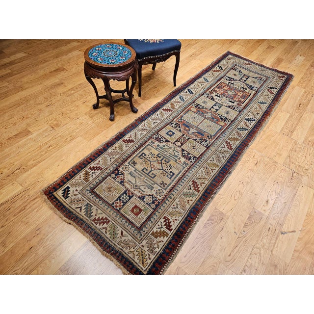 Antique Karachov Kazak Runner, Hand-Woven Wool, Caucasus, Late 1800s, 3' x 9' For Sale - Image 4 of 14